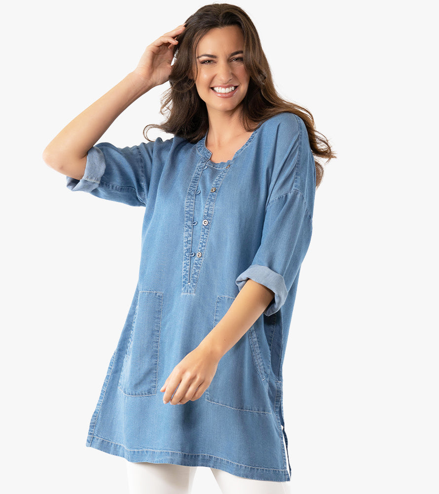 LookbookStore Ladies A-Line Denim Dresses Short Sleeve Button Down Tunic  Dress Twilight Blue Size XS Size 0 Size 2 - Walmart.com